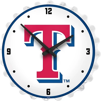 The Fan-Brand Texas Rangers Logo Bottle Cap Lighted Wall Clock