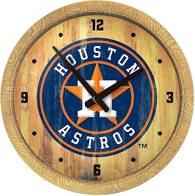 The Fan-Brand Houston Astros Weathered Faux Barrel Top Wall Clock