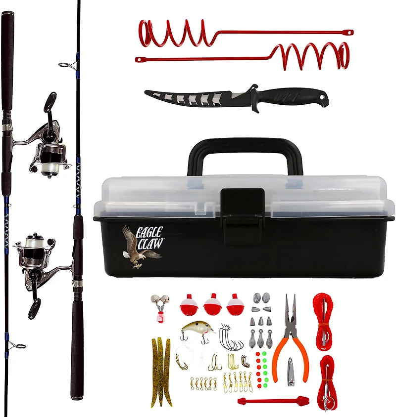 Eagle Claw 2 Angler 5 ft 6 in Freshwater Fishing Bundle