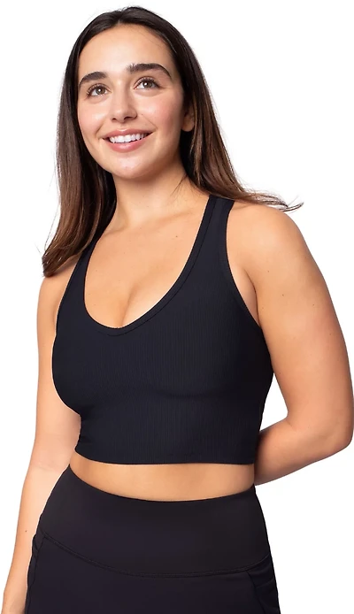 90 Degree by Reflex Women's Vortex Ribbed Crossfire Cropped Racerback Sports Bra