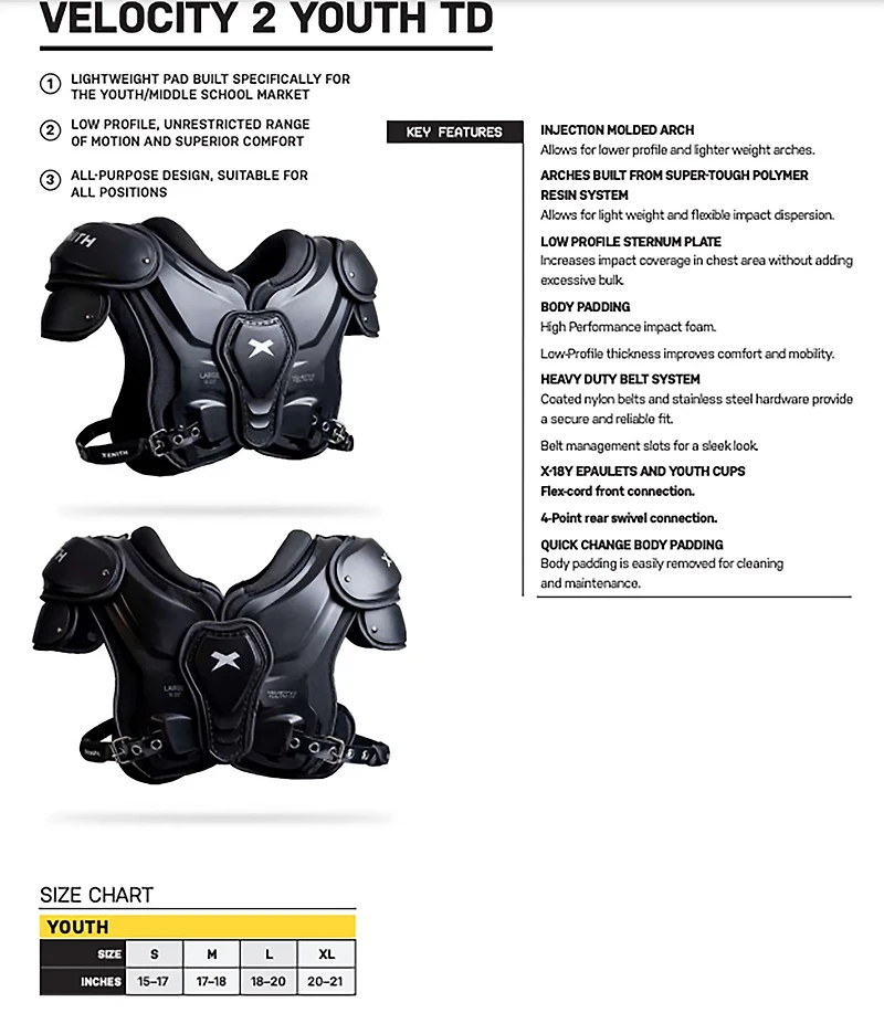 Xenith Youth Velocity 2 Shoulder Pad