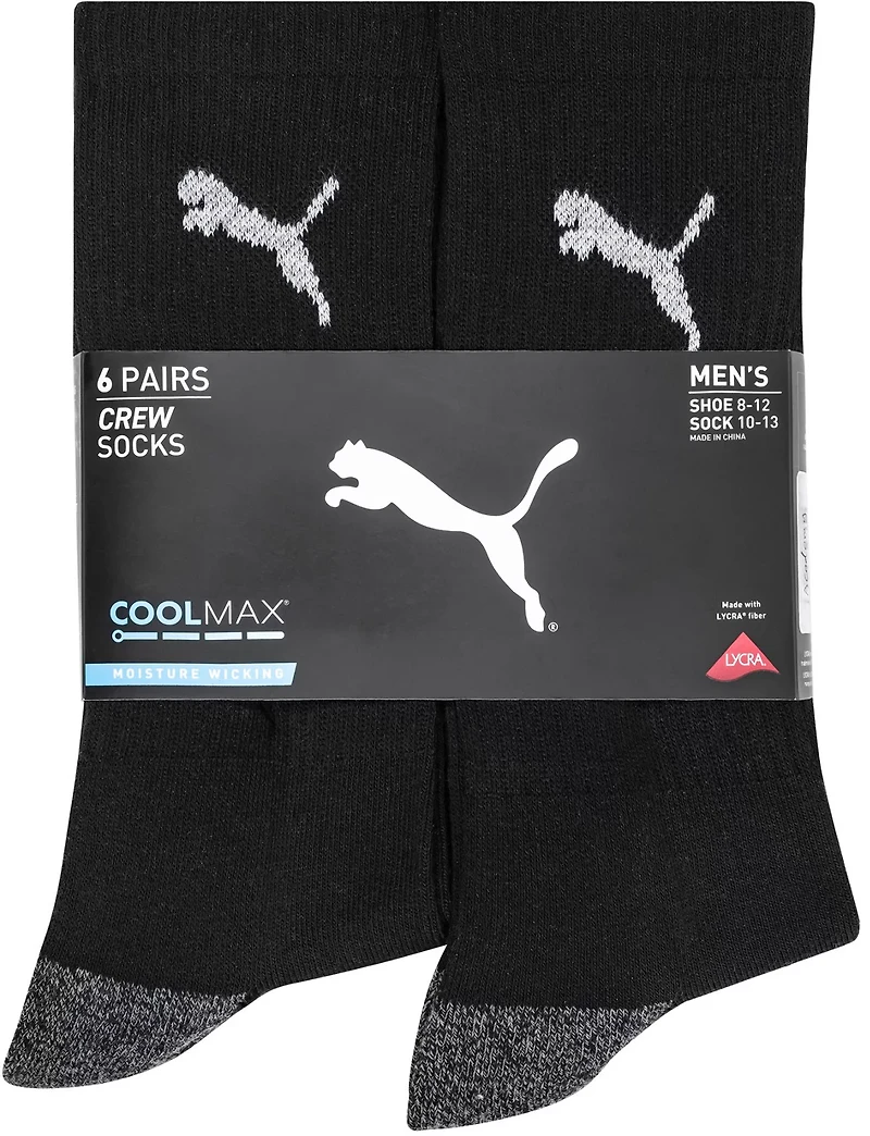 PUMA Men's Terry Crew Socks 6-Pack