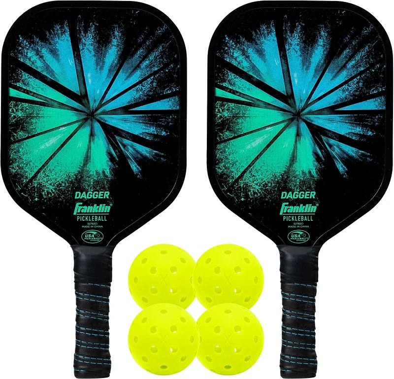 Franklin Dagger Polypropylene Pickleball Paddles and Pickleballs Set for 2 Players