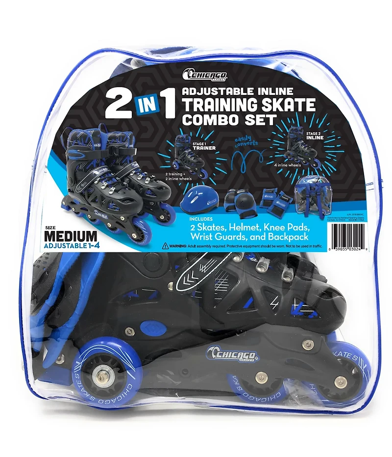 Chicago Skates Boys' Adjustable Inline Training Skate Combo Set