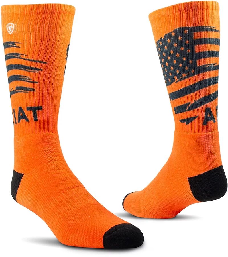Ariat Men's Patriot Printed Graphic Work Crew Socks 2 Pack