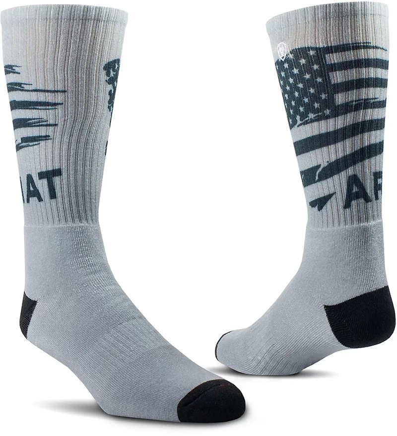 Ariat Men's Patriot Printed Graphic Work Crew Socks 2 Pack