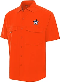 Antigua Men's Houston Astros Pinch Hitter Woven Fishing Button-Down Shirt