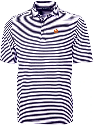 Cutter  Buck Clemson Tigers Virtue Eco Pique Stripe Recycled Polo