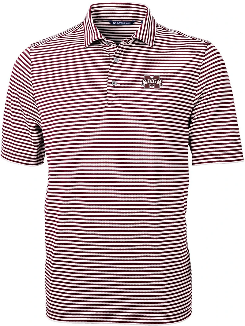 Cutter Buck Mississippi State Bulldogs Virtue Eco Pique Stripe Recycled Polo