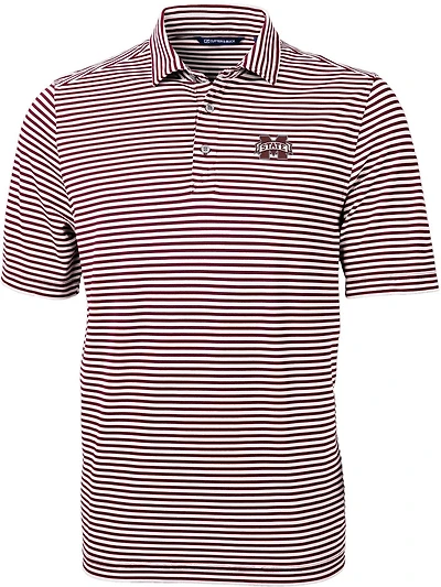 Cutter Buck Mississippi State Bulldogs Virtue Eco Pique Stripe Recycled Polo