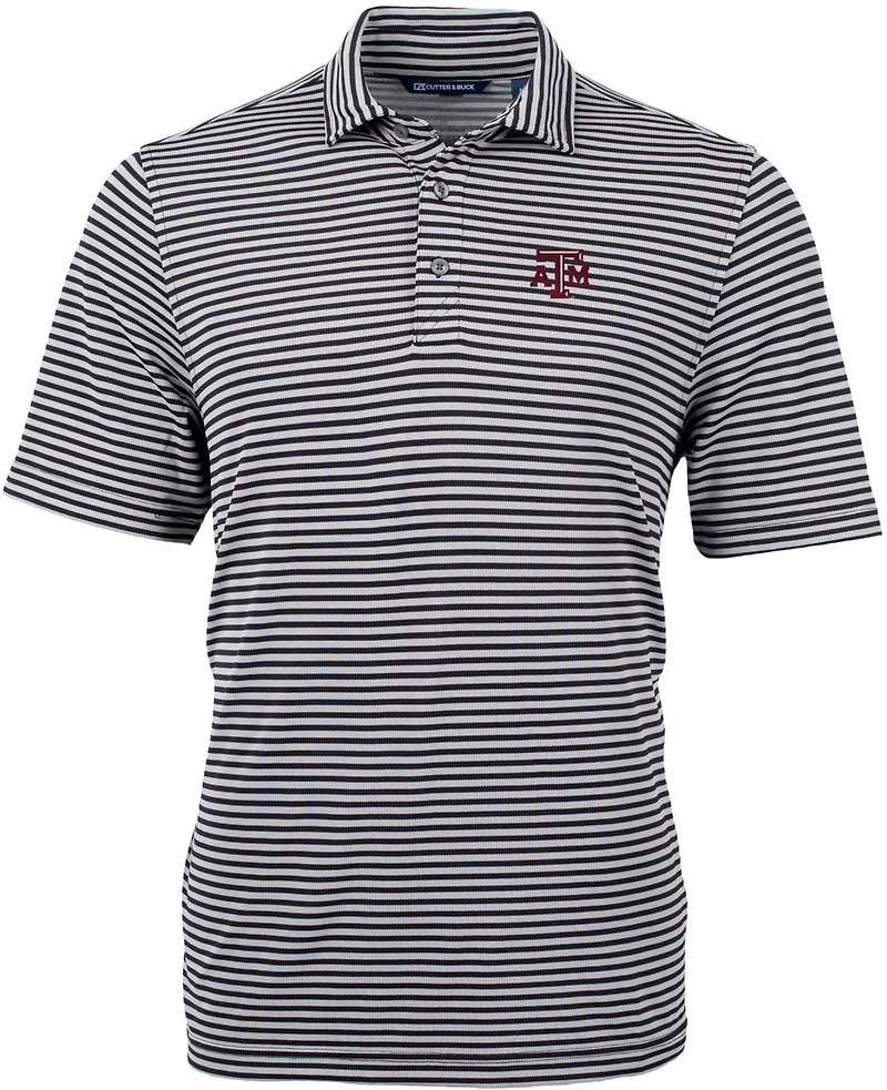 Cutter  Buck Texas AM Aggies Virtue Eco Pique Stripe Recycled Polo