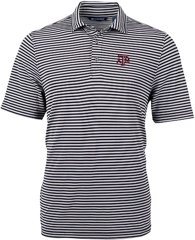 Cutter  Buck Texas AM Aggies Virtue Eco Pique Stripe Recycled Polo