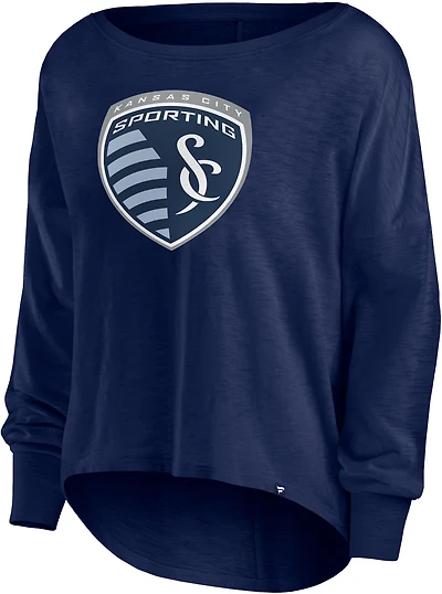 Fanatics Women's Sporting Kansas City Corner Kick Long Sleeve Fashion Slub T-shirt