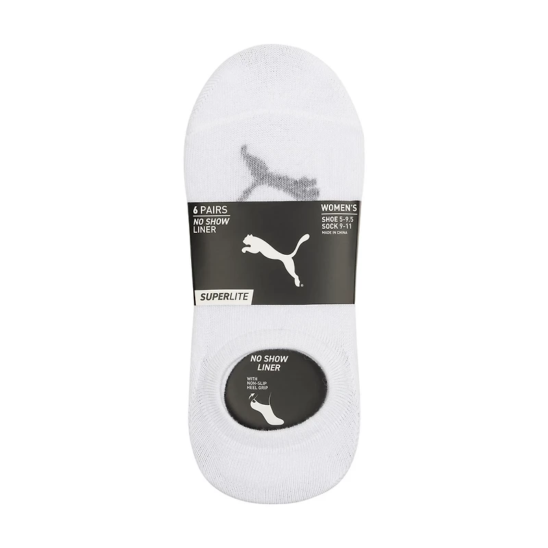 PUMA Women's Non-Terry Footie Socks 6-Pack
