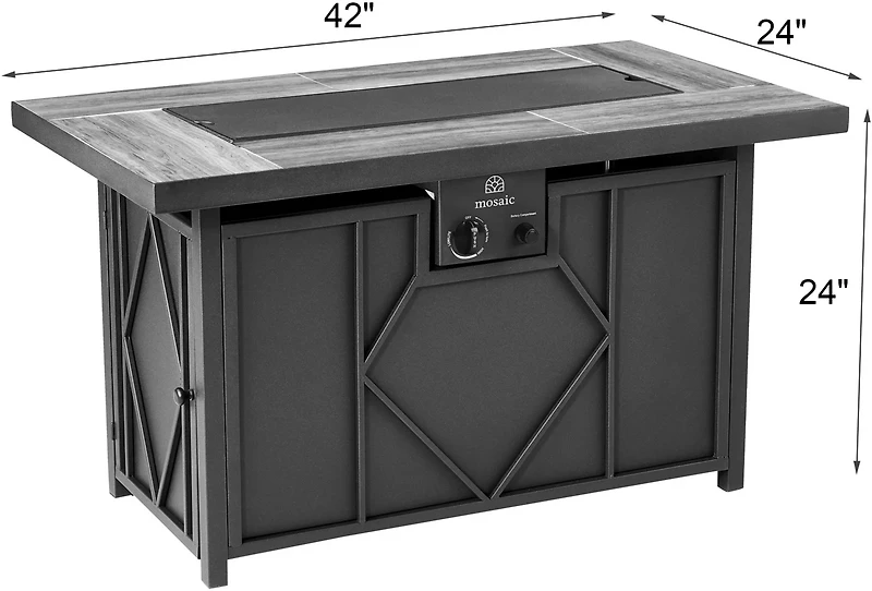 Mosaic 42 in x 24 in Kingsland Gas Fire Pit