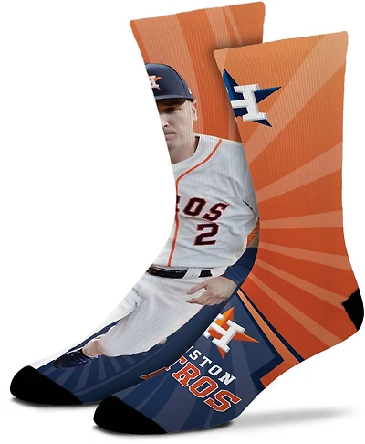 For Bare Feet Kids' Houston Astros Alex Bregman 2 Record Breaker Crew Socks