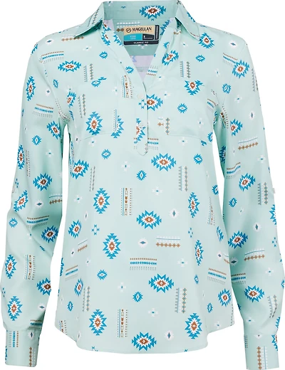 Magellan Outdoors Women's Aransas Pass Long Sleeve Henley Stripe Shirt