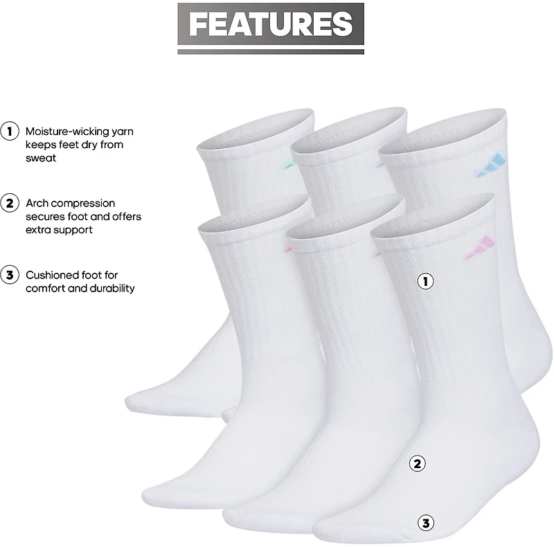 adidas Cushion Crew Socks 6 Pack