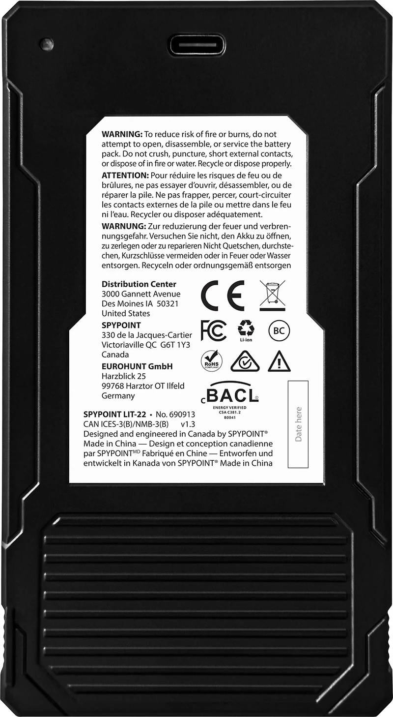 SpyPoint LIT-22 Rechargeable Lithium Battery