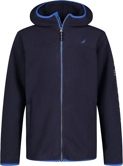 Nautica Boys' Hooded Logo Fleece Full Zip Jacket