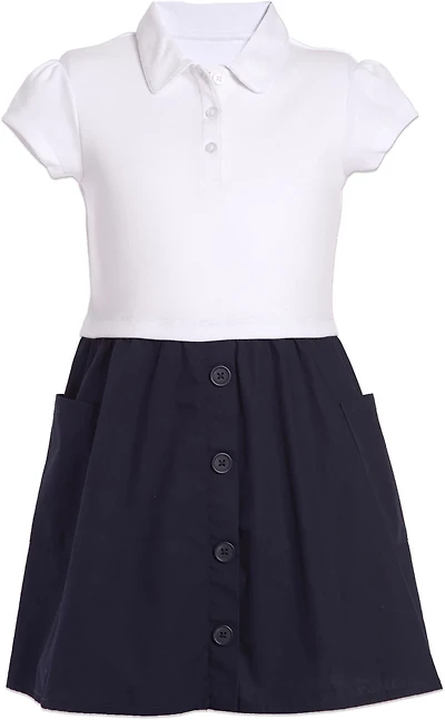Nautica Girls' 4-6x Interlock Poplin Short Sleeve Dress