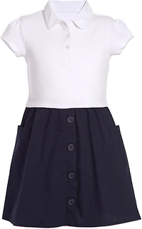 Nautica Girls' 4-6x Interlock Poplin Short Sleeve Dress