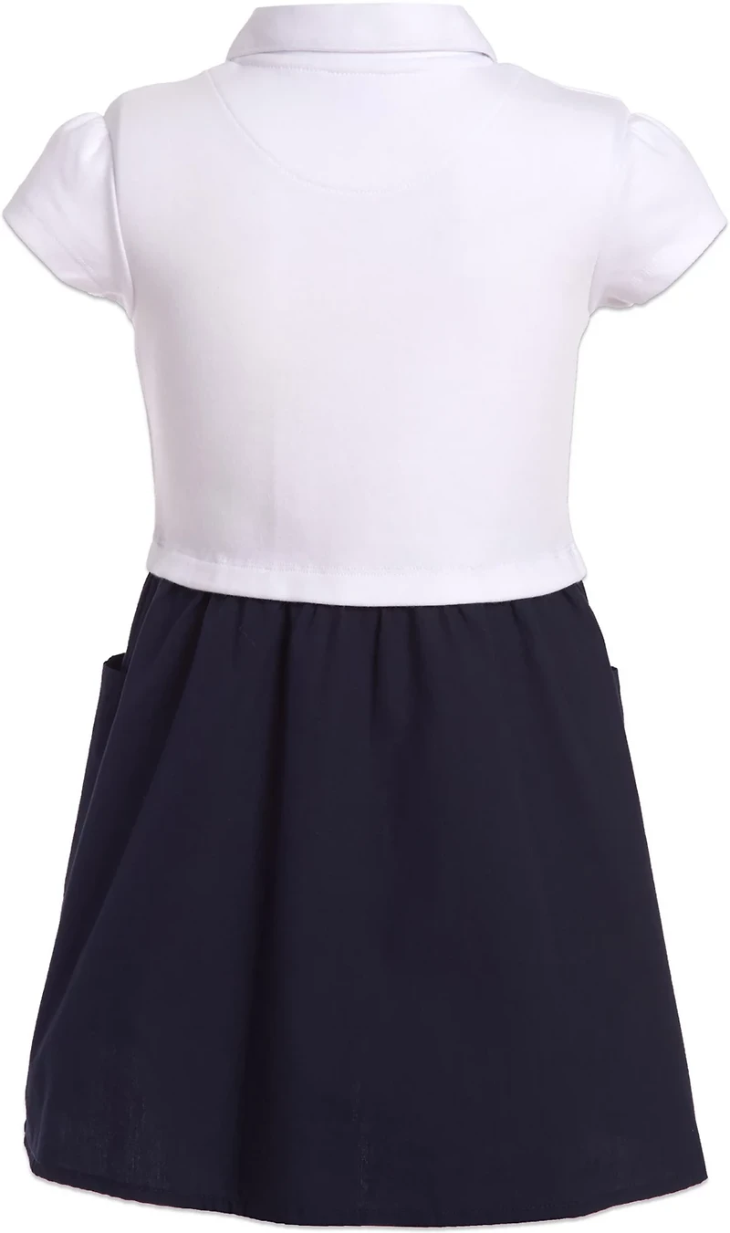 Nautica Girls' 4-6x Interlock Poplin Short Sleeve Dress
