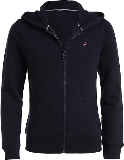 Nautica Girls' 4-6x Full Zip Fleece Hoodie