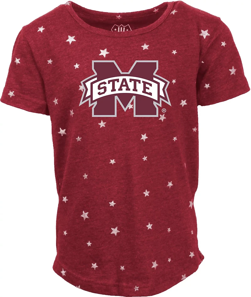 Wes and Willy Girls' Mississippi State University Mascot Shimmer Star Graphic T-shirt