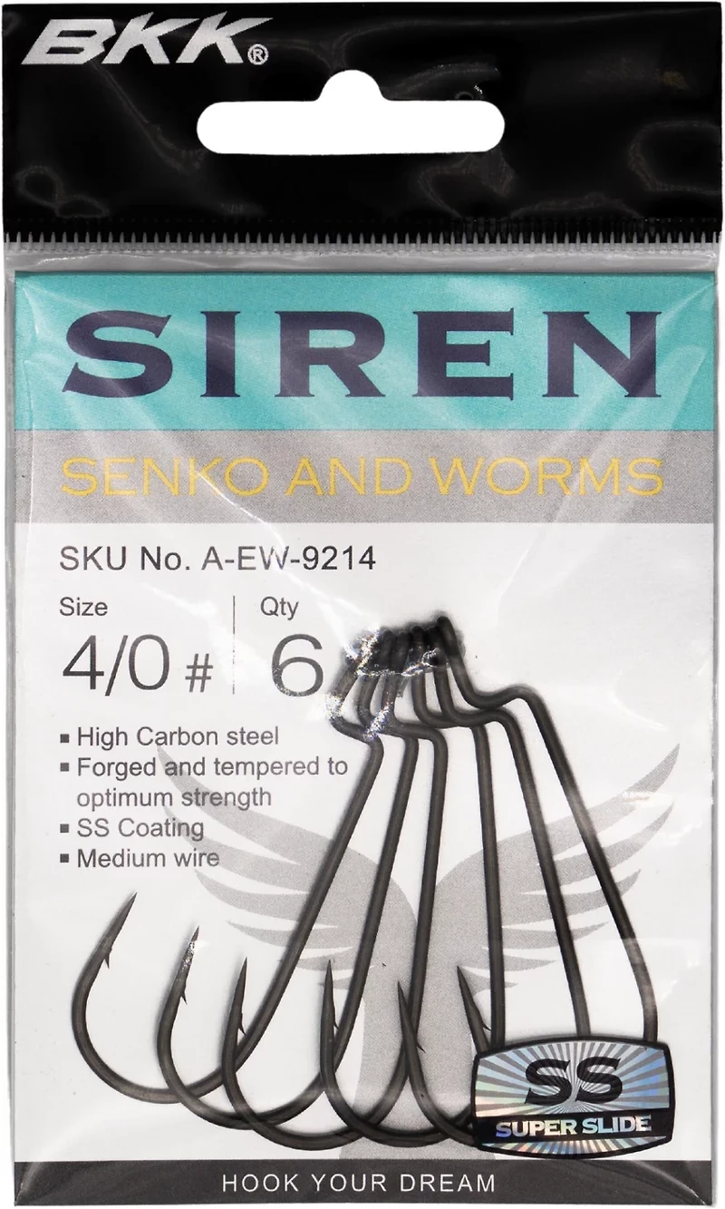 BKK Siren Senko Round Bend Worm Hooks 6-Pack