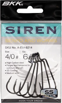 BKK Siren Senko Round Bend Worm Hooks 6-Pack