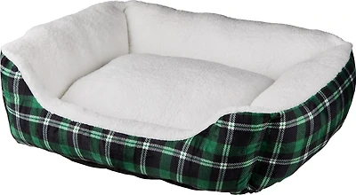 Academy Sports + Outdoors Green Plaid Plush Dog Bed