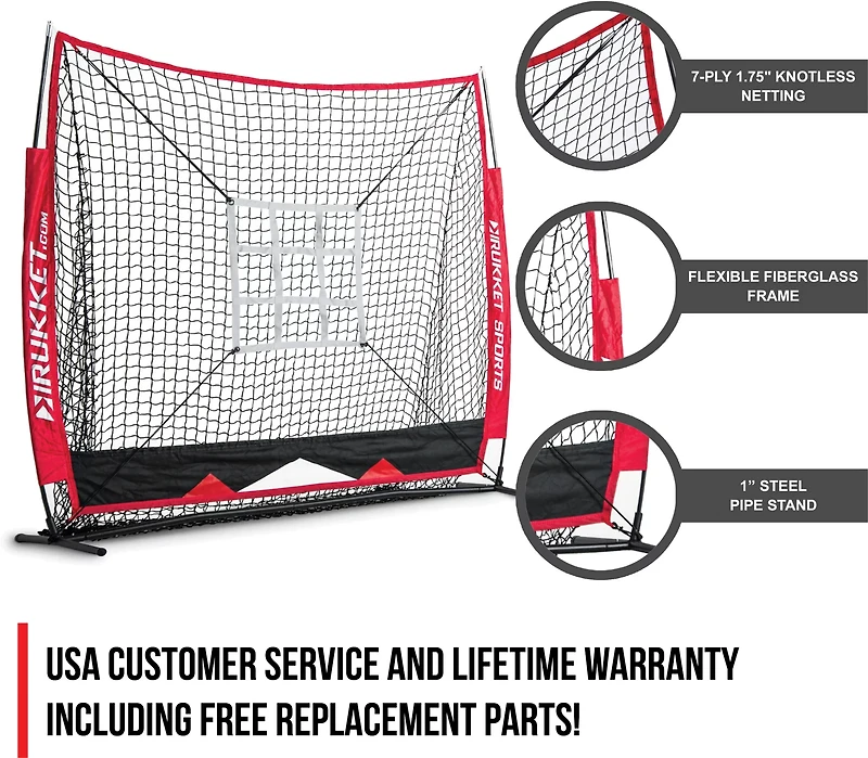 Rukket Sports 5 ft x 5 ft Baseball/Softball Net with 3 Weighted Balls and Strike Zone Target