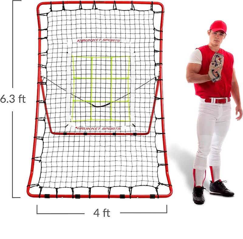 Rukket Sports Pitch Back Rebounder with Progression Weighted Balls