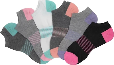 BCG Colorblock Heel Toe No-Show Socks 6-Pack