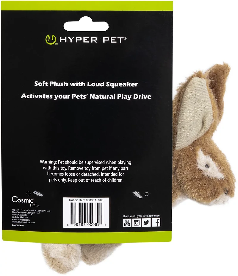 Hyper Pet Wildlife Critters Rabbit Squeaker Dog Toy