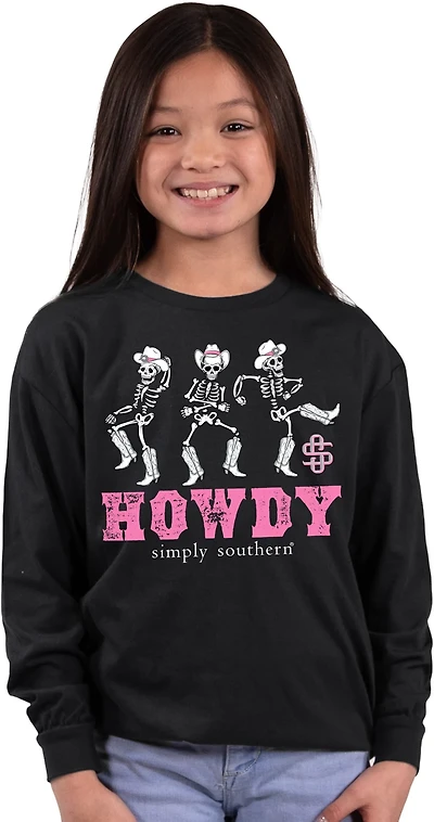 Simply Southern Girls' Howdy Skeleton Long Sleeve T-shirt