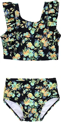RuffleButts Girls' 4-7 Midnight Garden Waterfall Tankini