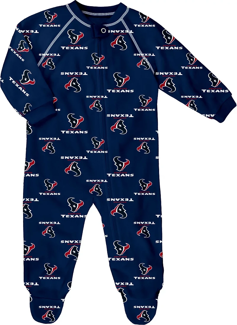 Outerstuff Infants' Houston Texans Replen Raglan Zip-Up Coveralls