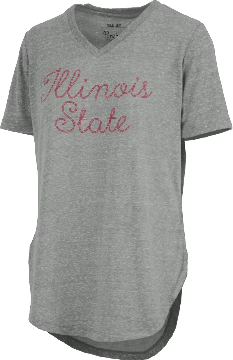 Three Square Women's Illinois State University Knobi Stardust Chain Puff V-neck T-shirt