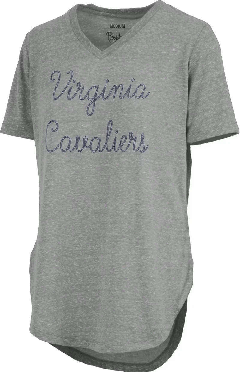 Three Square Women's University of Virginia Knobi Stardust Chain Puff V-neck T-shirt