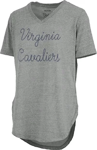 Three Square Women's University of Virginia Knobi Stardust Chain Puff V-neck T-shirt
