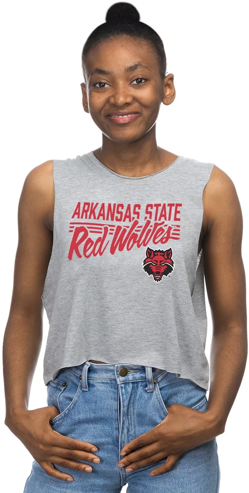 ZooZatz Women's Arkansas State University Crop Muscle Tank Top