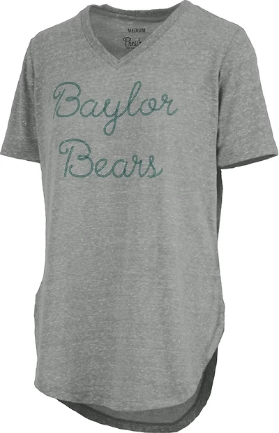 Three Square Women's Baylor University Knobi Stardust Chain Puff V-neck T-shirt