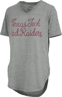 Three Square Women's Texas Tech University Knobi Stardust Chain Puff V-neck T-shirt