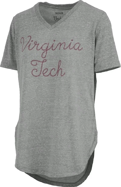 Three Square Women's Virginia Tech University Knobi Stardust Chain Puff V-neck T-shirt