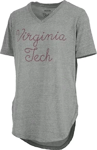 Three Square Women's Virginia Tech University Knobi Stardust Chain Puff V-neck T-shirt