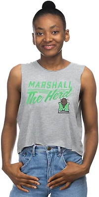 ZooZatz Women's Marshall University Crop Muscle Tank Top