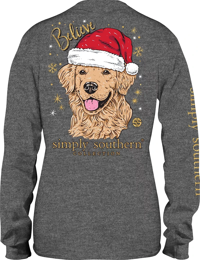 Simply Southern Girls' Santa Dog Long Sleeve T-shirt