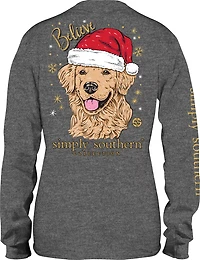 Simply Southern Girls' Santa Dog Long Sleeve T-shirt